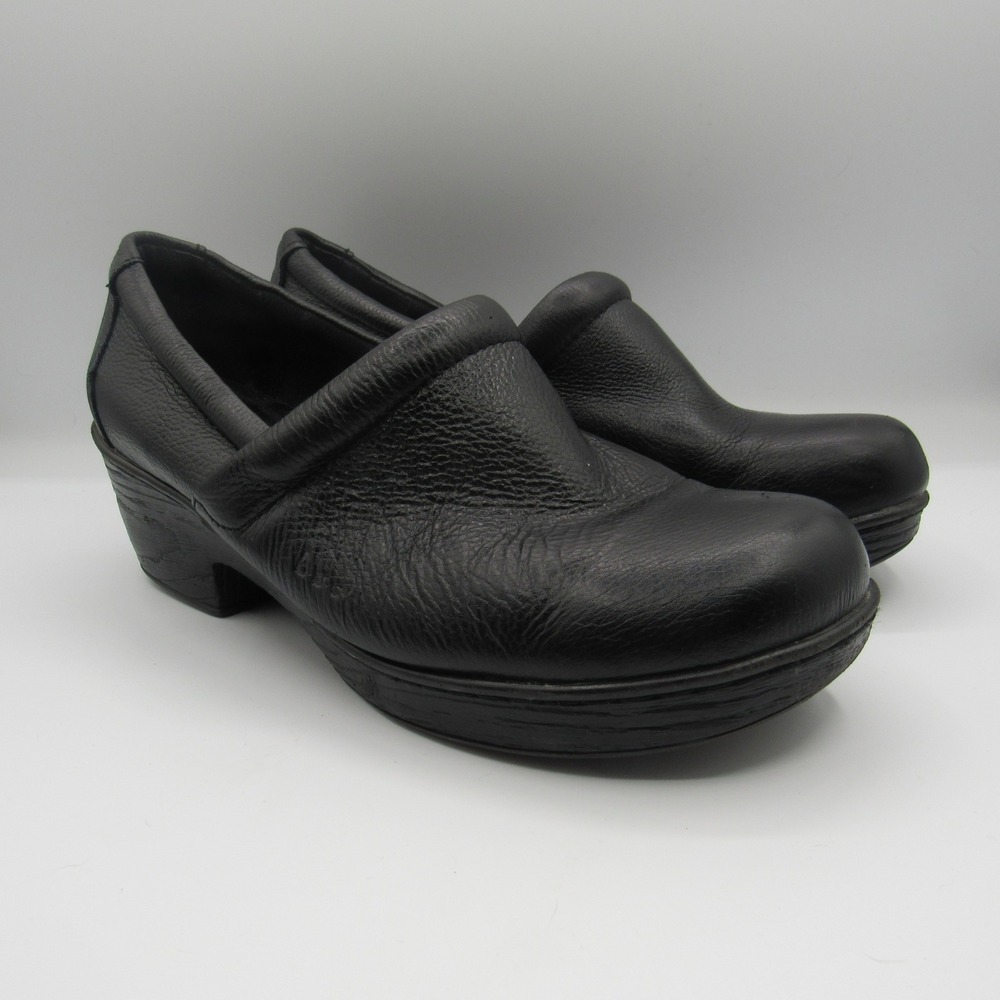 b.o.c. Clogs Women 10M Black Leather Platform Slip On Mules C80803